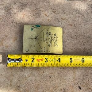 Brass Nasa Pioneer Spacecraft Plaque Carl Sagan Space 1970’s Vintage Belt Buckle